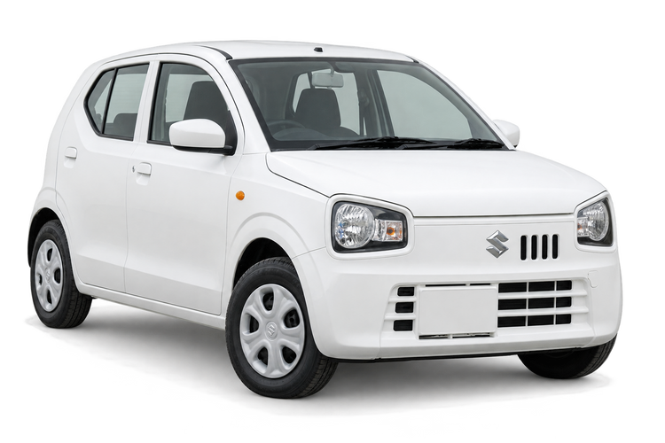 Illustrative white Suzuki Alto hatchback